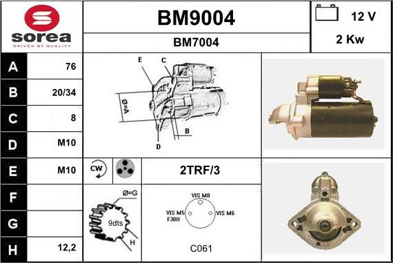 SNRA BM9004 - Starter www.autospares.lv