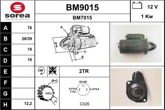 SNRA BM9015 - Starteris www.autospares.lv