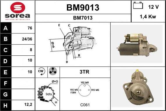 SNRA BM9013 - Starteris autospares.lv