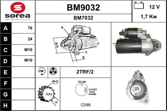 SNRA BM9032 - Starteris www.autospares.lv