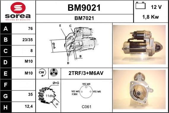 SNRA BM9021 - Starteris autospares.lv