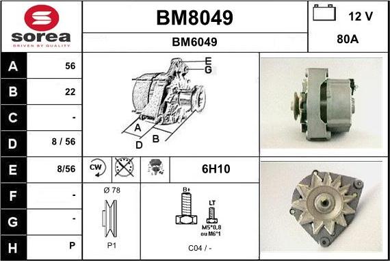 SNRA BM8049 - Alternator www.autospares.lv