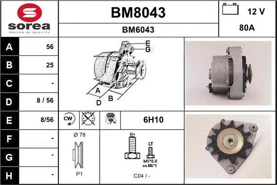 SNRA BM8043 - Alternator www.autospares.lv