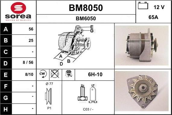 SNRA BM8050 - Alternator www.autospares.lv