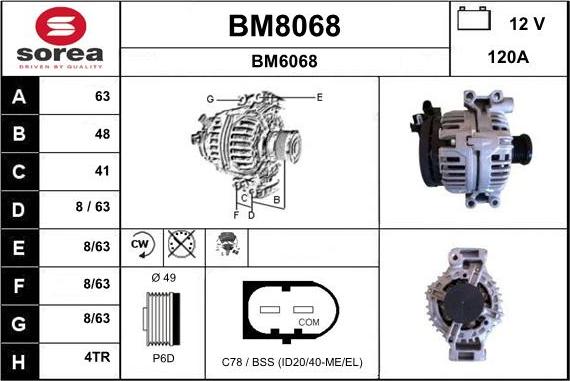 SNRA BM8068 - Alternator www.autospares.lv