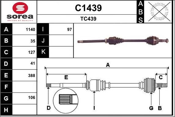 SNRA C1439 - Piedziņas vārpsta autospares.lv