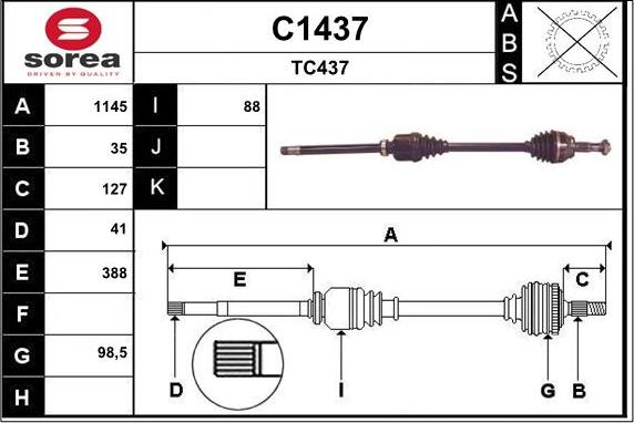 SNRA C1437 - Приводной вал www.autospares.lv