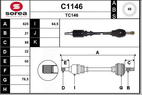 SNRA C1146 - Piedziņas vārpsta www.autospares.lv