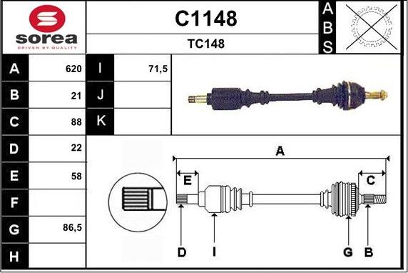 SNRA C1148 - Piedziņas vārpsta www.autospares.lv