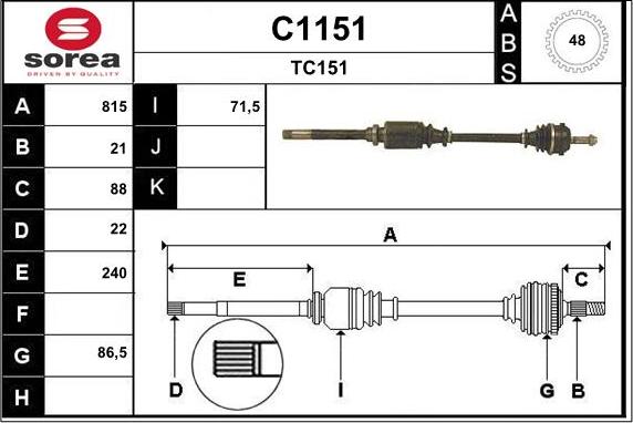 SNRA C1151 - Piedziņas vārpsta www.autospares.lv