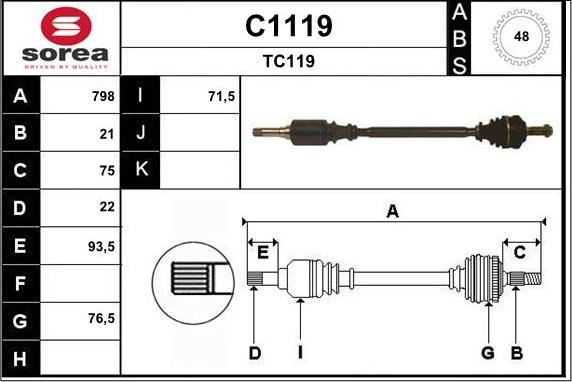 SNRA C1119 - Piedziņas vārpsta www.autospares.lv