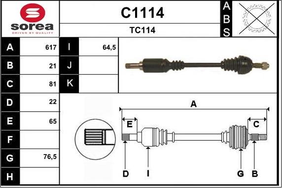 SNRA C1114 - Piedziņas vārpsta www.autospares.lv