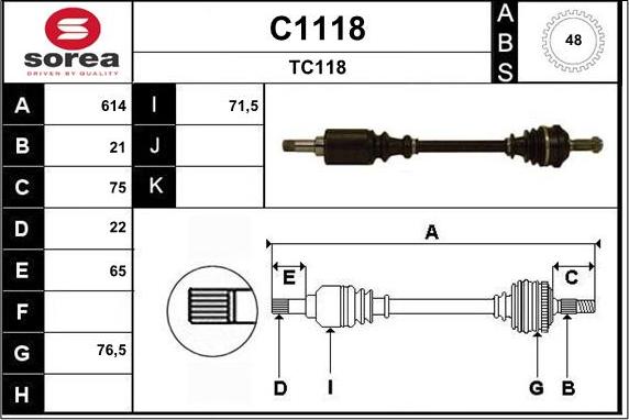 SNRA C1118 - Piedziņas vārpsta www.autospares.lv