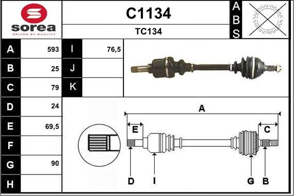 SNRA C1134 - Piedziņas vārpsta autospares.lv