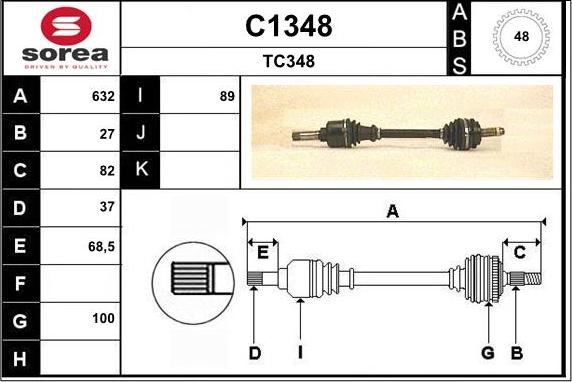 SNRA C1348 - Piedziņas vārpsta www.autospares.lv