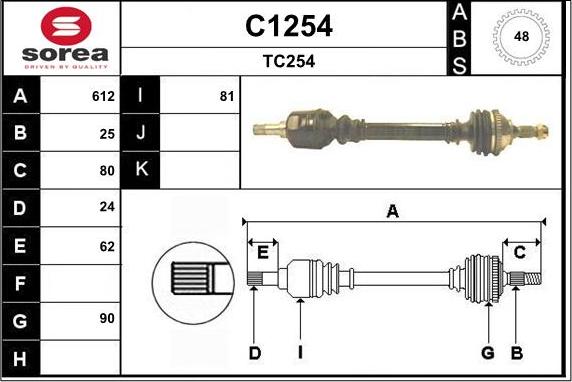 SNRA C1254 - Piedziņas vārpsta autospares.lv