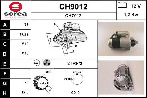 SNRA CH9012 - Starteris www.autospares.lv