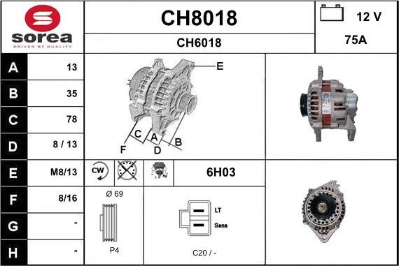 SNRA CH8018 - Alternator www.autospares.lv