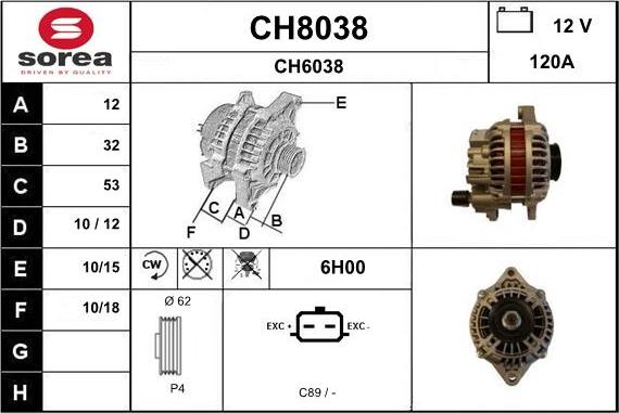 SNRA CH8038 - Ģenerators www.autospares.lv