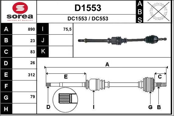 SNRA D1553 - Piedziņas vārpsta autospares.lv