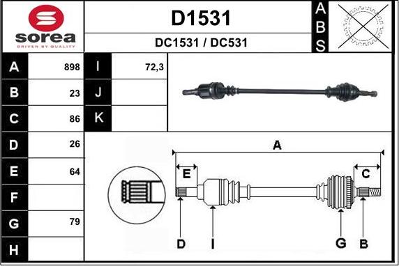 SNRA D1531 - Piedziņas vārpsta autospares.lv