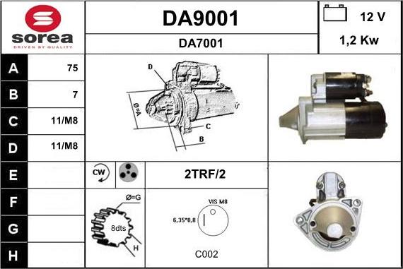 SNRA DA9001 - Стартер www.autospares.lv