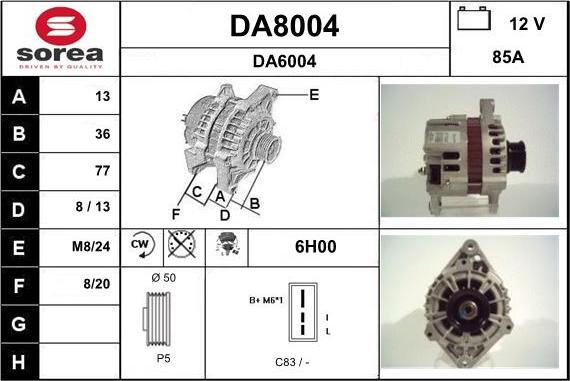 SNRA DA8004 - Ģenerators autospares.lv