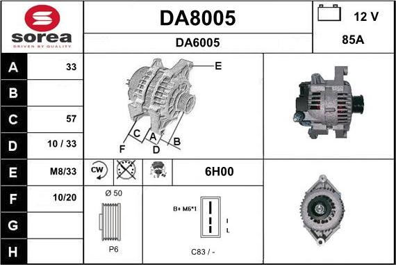 SNRA DA8005 - Ģenerators autospares.lv