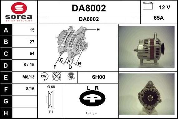 SNRA DA8002 - Ģenerators autospares.lv