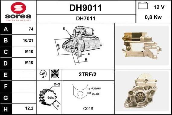 SNRA DH9011 - Starteris www.autospares.lv