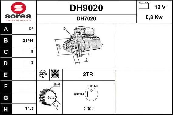 SNRA DH9020 - Starter www.autospares.lv