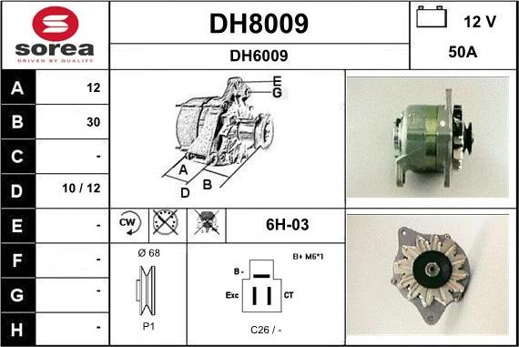 SNRA DH8009 - Ģenerators www.autospares.lv