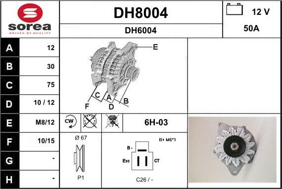 SNRA DH8004 - Ģenerators www.autospares.lv