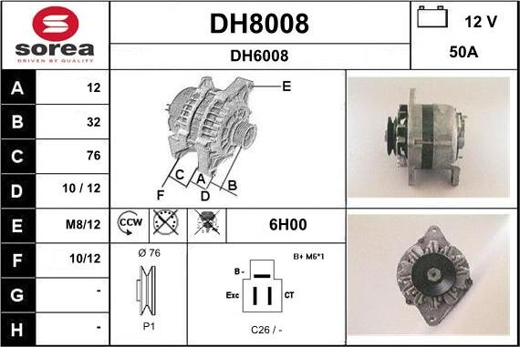 SNRA DH8008 - Ģenerators autospares.lv