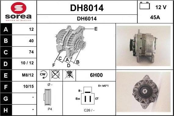 SNRA DH8014 - Ģenerators www.autospares.lv