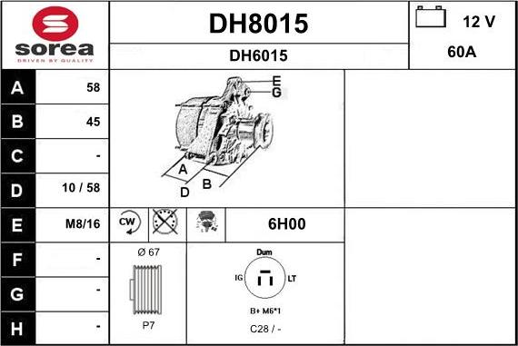 SNRA DH8015 - Alternator www.autospares.lv