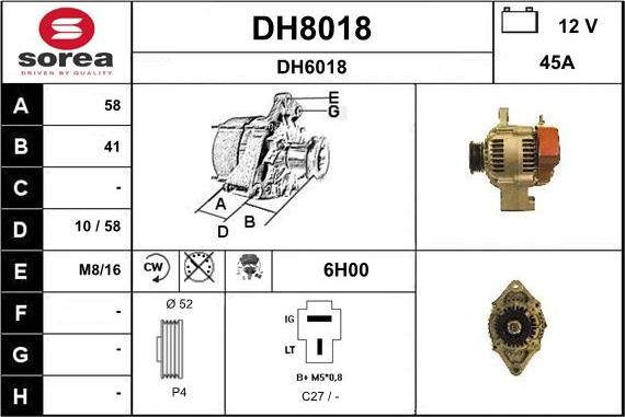 SNRA DH8018 - Alternator www.autospares.lv