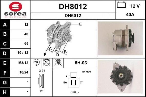 SNRA DH8012 - Генератор www.autospares.lv