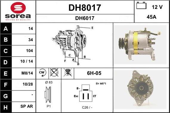 SNRA DH8017 - Ģenerators autospares.lv