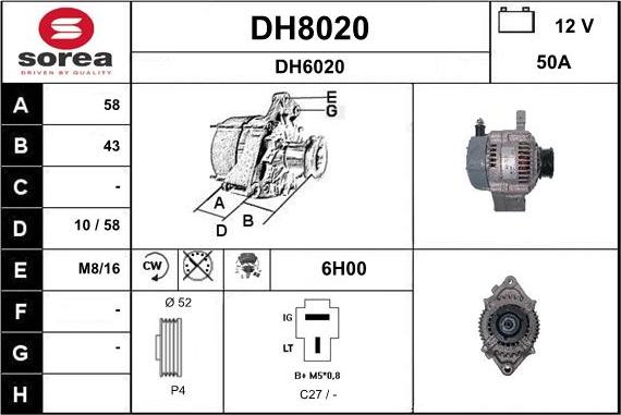 SNRA DH8020 - Ģenerators www.autospares.lv