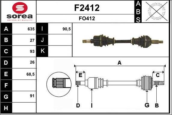 SNRA F2412 - Приводной вал www.autospares.lv