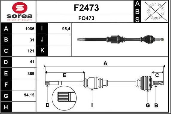 SNRA F2473 - Piedziņas vārpsta www.autospares.lv