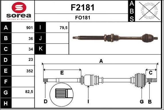 SNRA F2181 - Piedziņas vārpsta www.autospares.lv