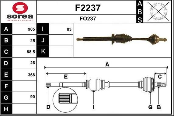 SNRA F2237 - Приводной вал www.autospares.lv