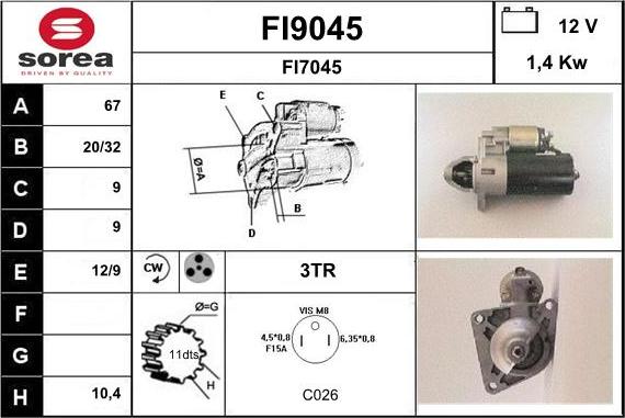 SNRA FI9045 - Starteris autospares.lv