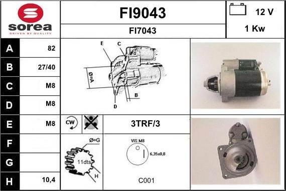 SNRA FI9043 - Стартер www.autospares.lv