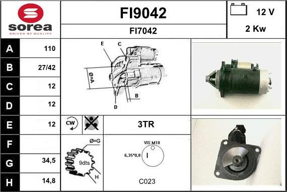 SNRA FI9042 - Starter www.autospares.lv