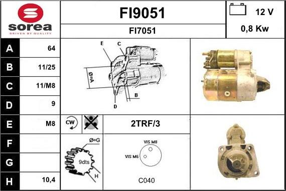 SNRA FI9051 - Starteris www.autospares.lv