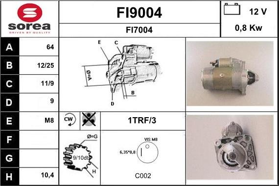 SNRA FI9004 - Starteris www.autospares.lv