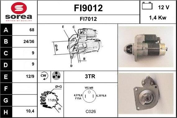 SNRA FI9012 - Starteris autospares.lv